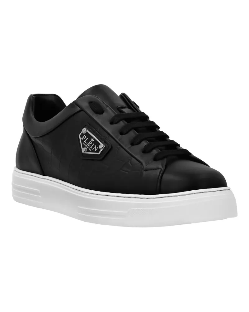 Philipp Plein Low-Top Sneaker Low-Top Turnschuhe Crocco Print schwarz Schwarz