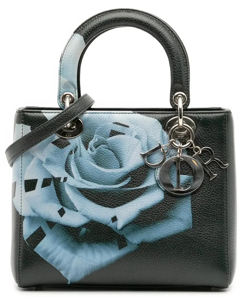 Dior Hobo Bags Medium Deerskin Floral Print Lady Dior grün Grün