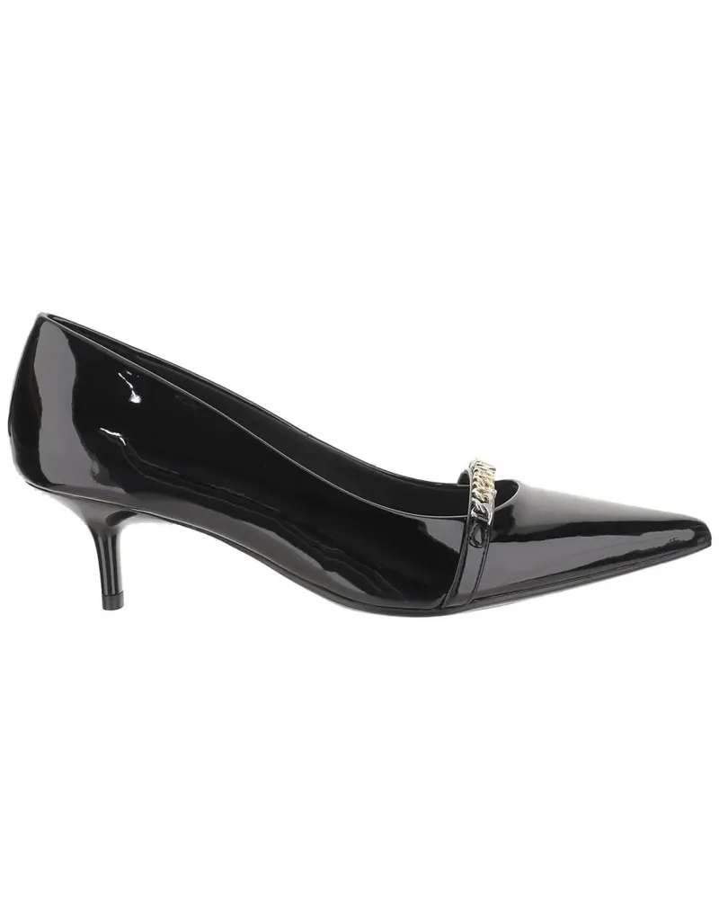 Pinko Sandalen Glossy Leather Pump With Pointed Toe And Logo Chai schwarz Schwarz