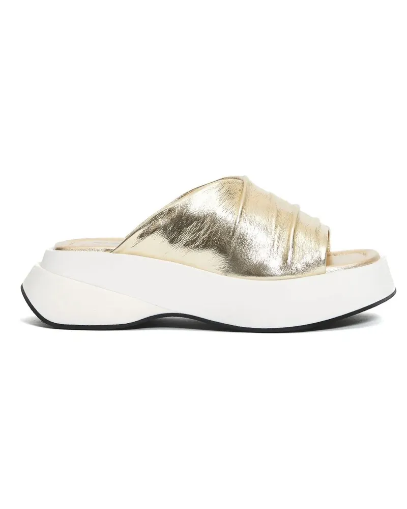 Elena Iachi Sandalen Ciabatta Zeppa In Pelle Platino weiß Weiß