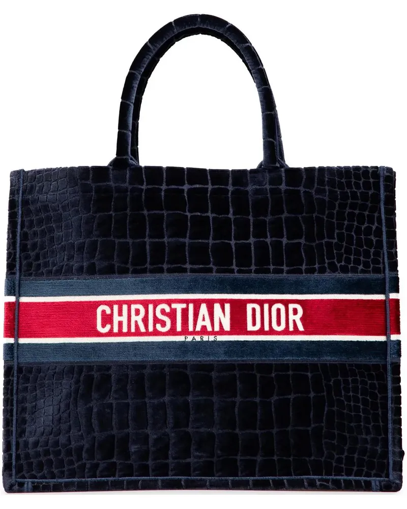 Dior Shopper Large Velvet Embossed Book Tote blau Blau