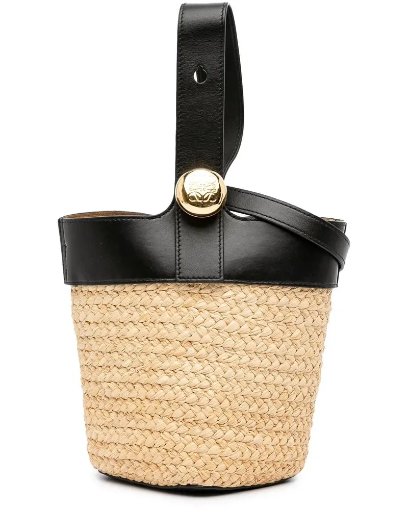 Loewe Hobo Bags 2024 Mini Raffia Pebble Bucket Bag braun Braun
