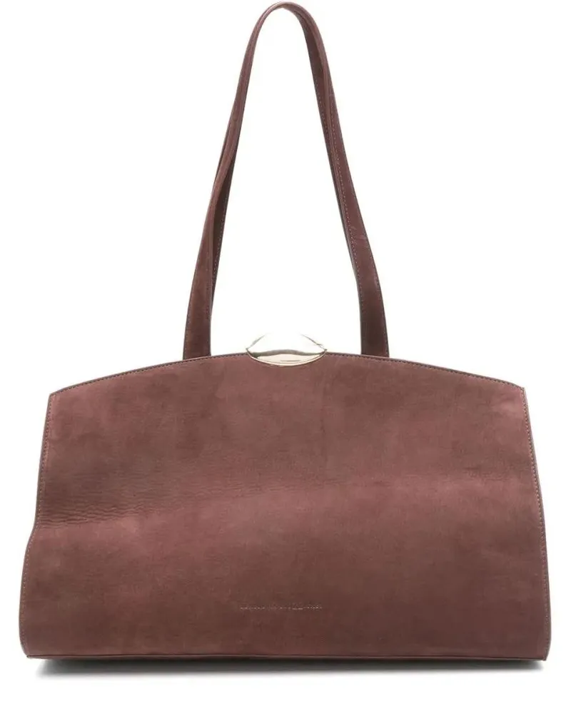 Benedetta Bruzziches Hobo Bags Bordeaux Suede Shoulder Bag With Metallic Clasp braun Braun