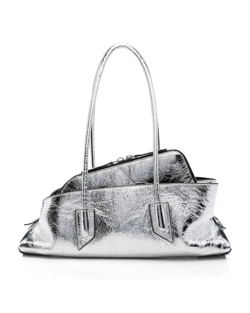 ATTICO Crossbody Bags Metallic Silver Handbag With Crinkled Texture silberfarben 