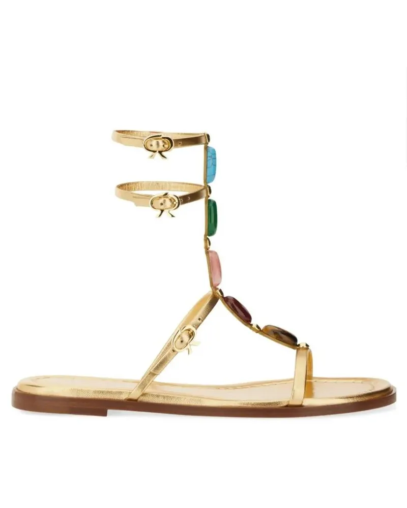 Gianvito Rossi Sandalen Sandal "Shanti 05" With Gemstone Embellishments goldfarben 