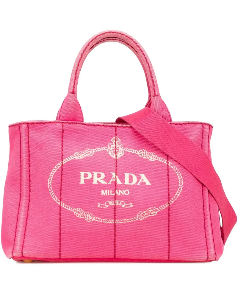 Prada Hobo Bags Small Canvas Canapa Logo Satchel rosa Gold