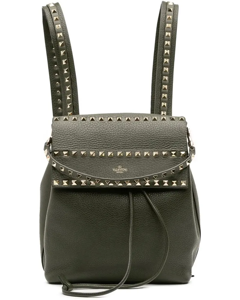 Valentino Garavani Rucksäcke Grained Calfskin Rockstud Flap Backpack grün Grün