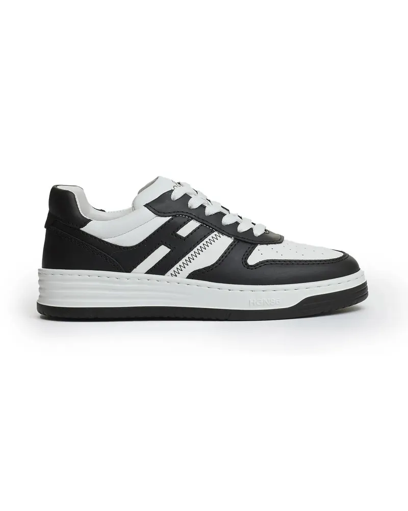 Hogan Low-Top Sneaker Basketball Leather White Black schwarz Schwarz