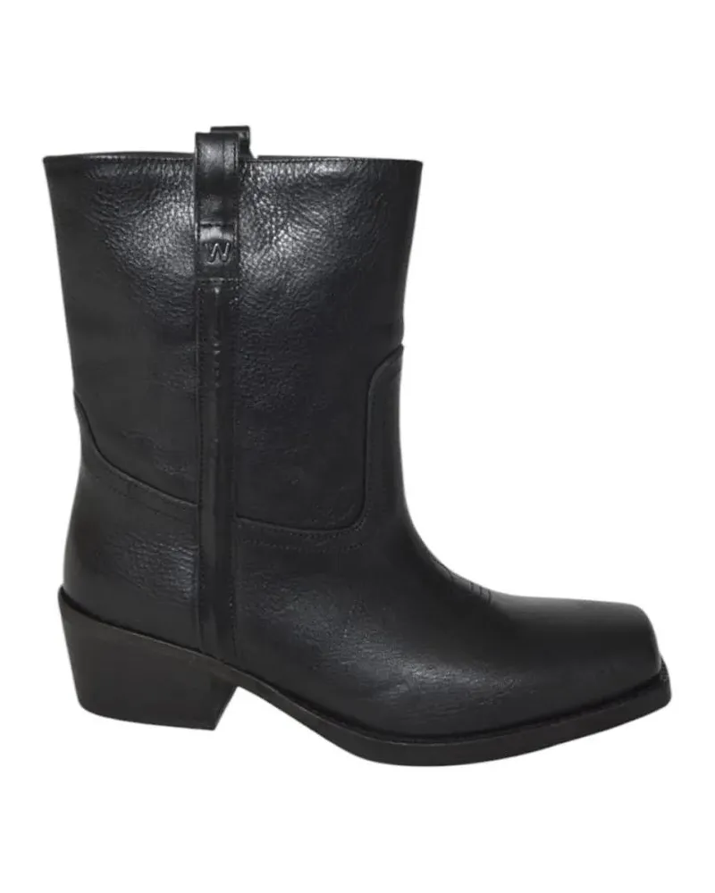Max Mara Stiefel Classic Cowboy-Inspired Ankle Boots With Textured schwarz Schwarz