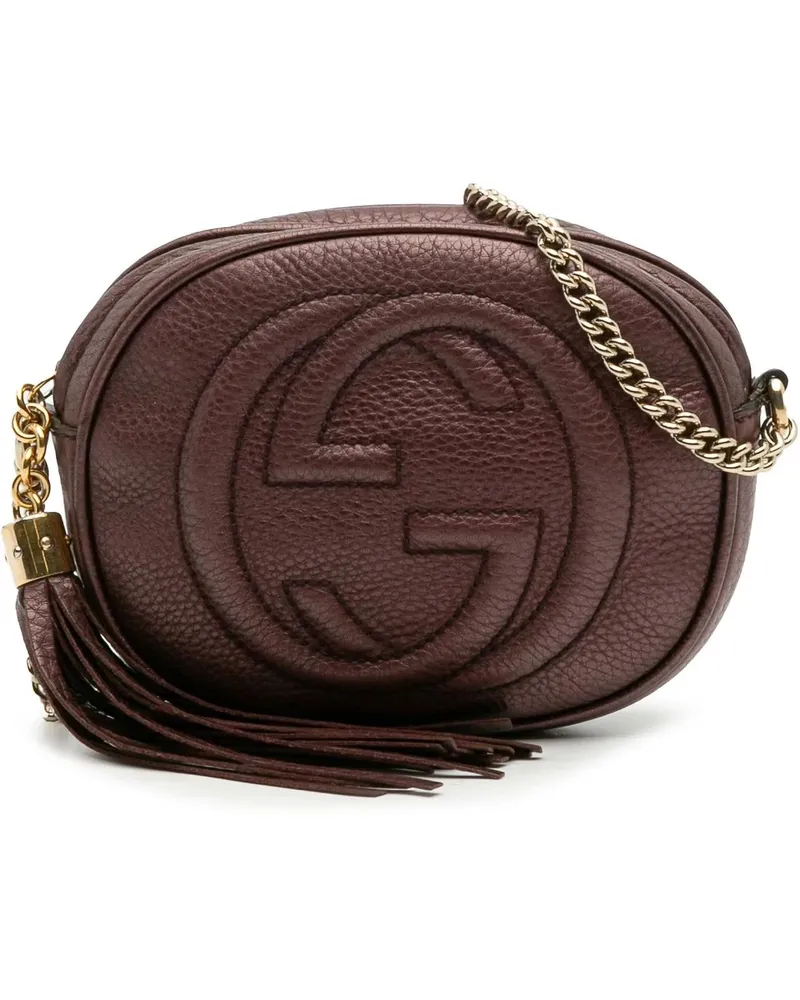 Gucci Hobo Bags Mini Metallic Pebbled Calfskin Soho Chain Crossbod orange Orange