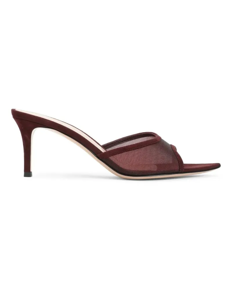 Gianvito Rossi Sandalen Burgundy Suede Slippers With Transparent Mesh Over rot Rot
