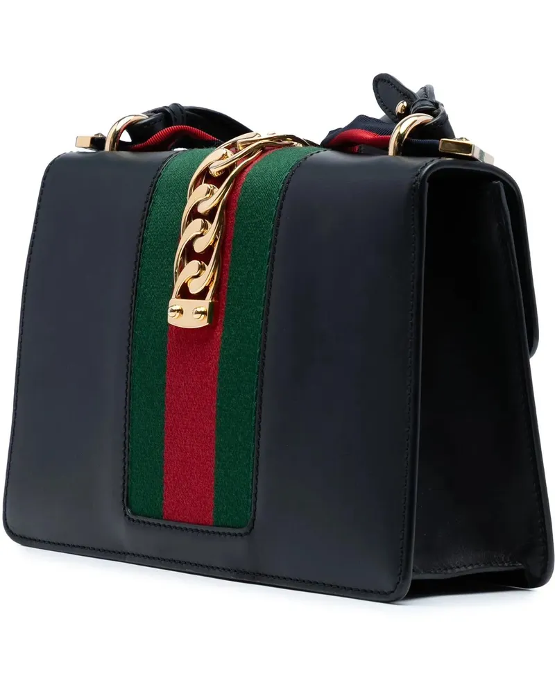 Gucci Hobo Bags Small Leather Sylvie Satchel schwarz Schwarz