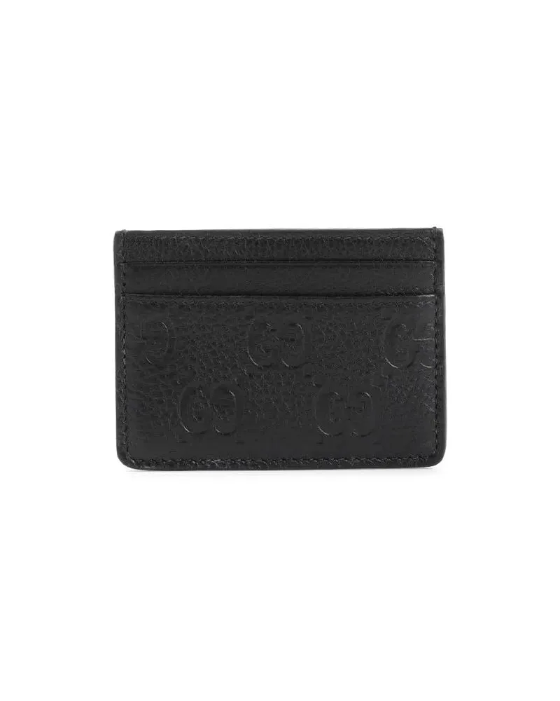 Gucci Portemonnaie Textured Leather Wallet With Embossed Logo Detail schwarz Schwarz