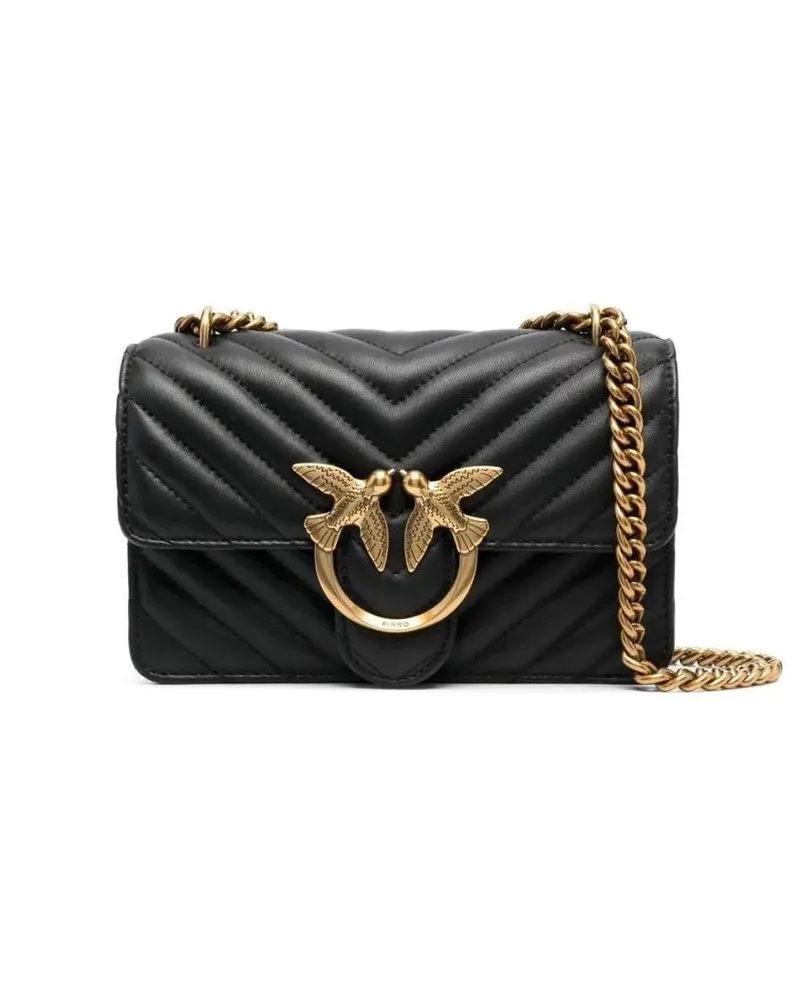 Pinko Hobo Bags Crossbody Bag With Metal Logo schwarz Schwarz