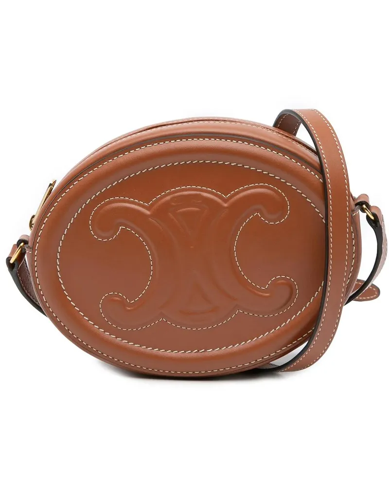 Celine Hobo Bags Small Calfskin Cuir Triomphe Oval Crossbody braun Braun