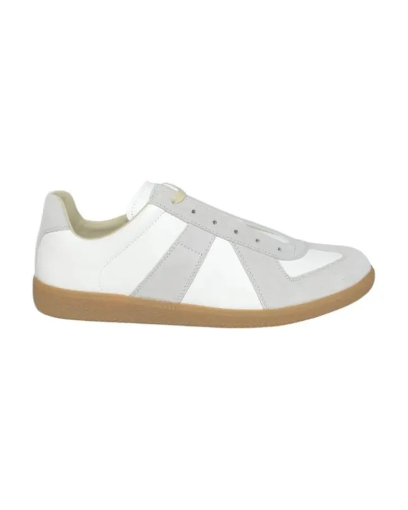 Maison Margiela Low-Top Sneaker Minimalist White Sneakers With Suede And Smooth Le weiß Weiß
