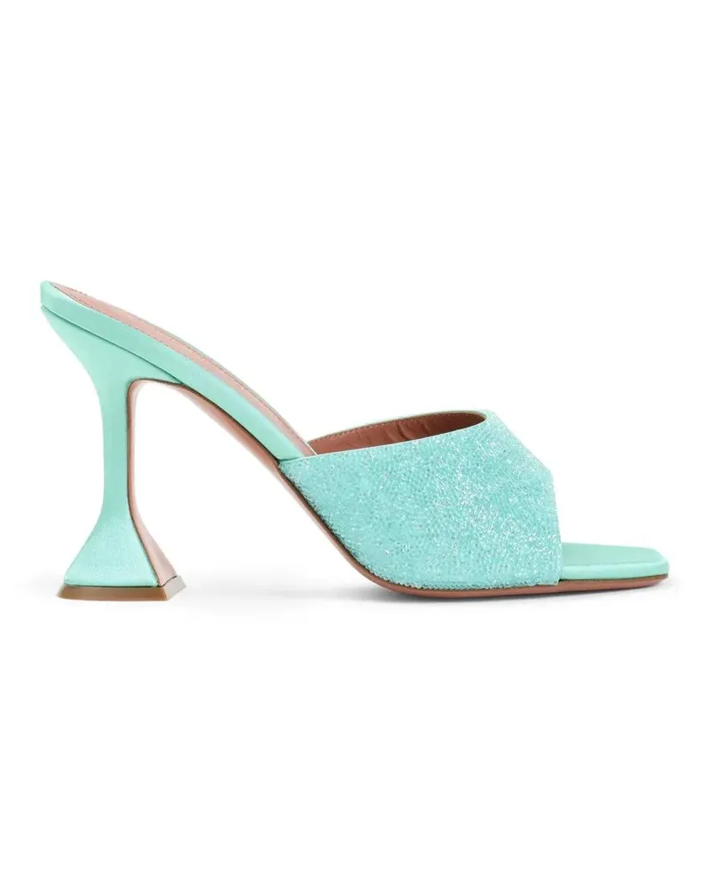 Amina Muaddi Sandalen Satin Open-Toe Sandals With Crystal Embellishments blau Blau