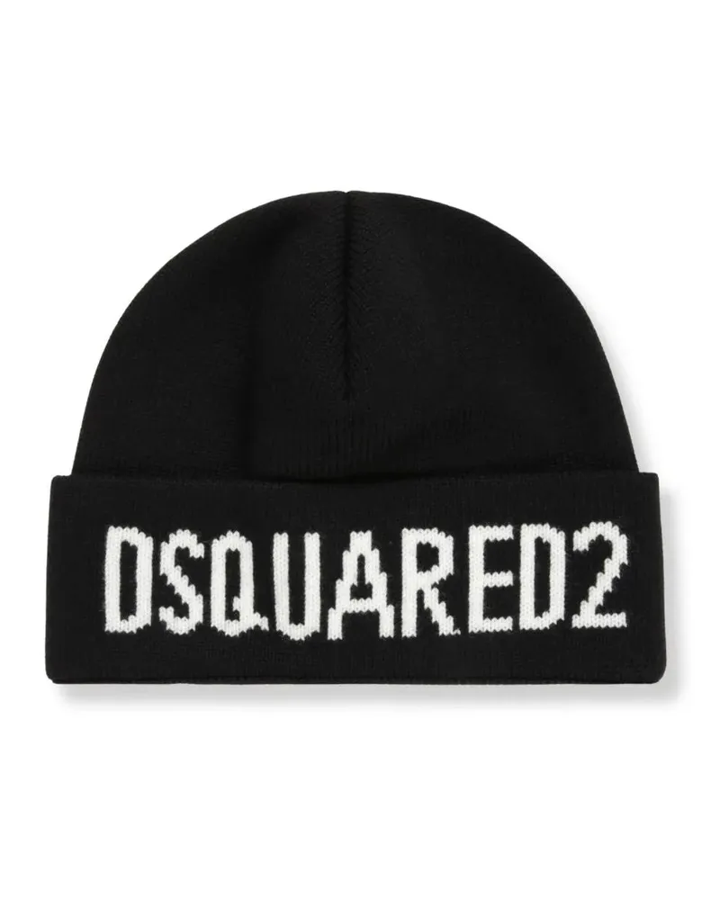 Dsquared2 Caps & Mützen Textured Wool Knit Hat With Snug Fit schwarz Schwarz