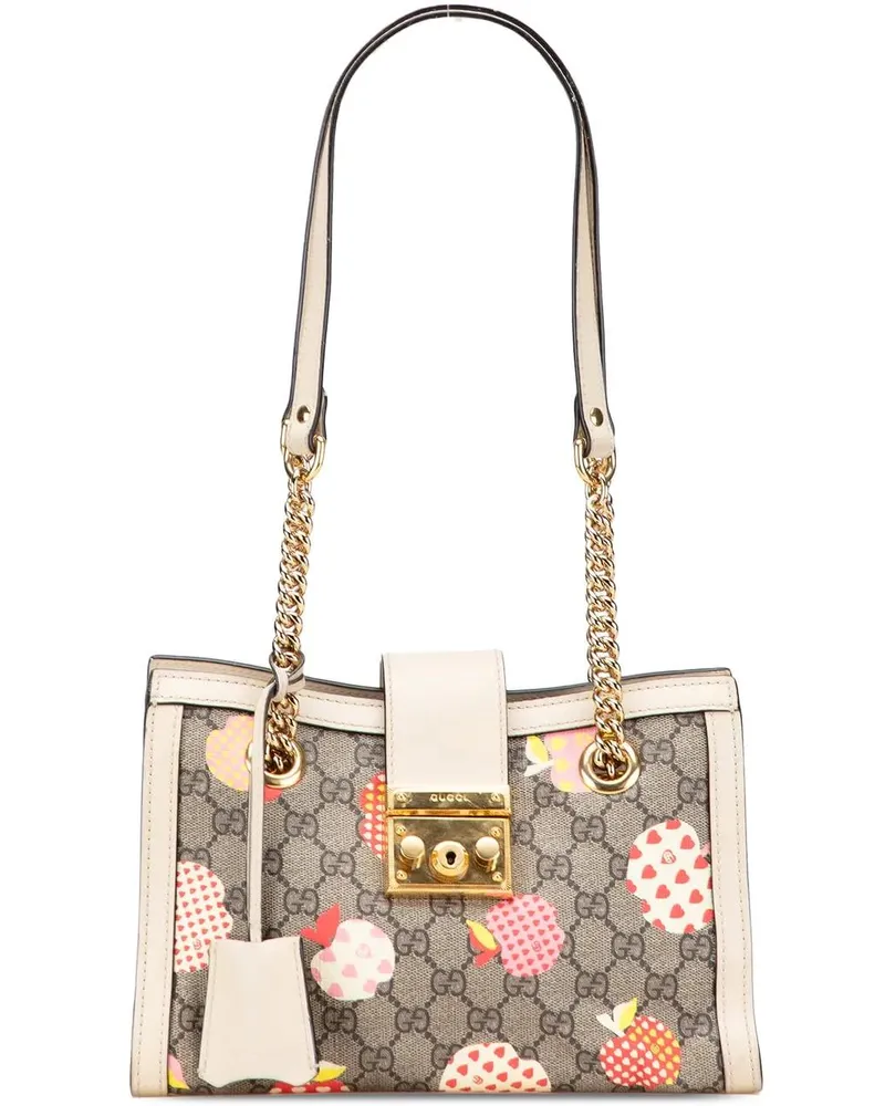 Gucci Shopper Small GG Supreme Apple Heart Padlock Tote braun Braun