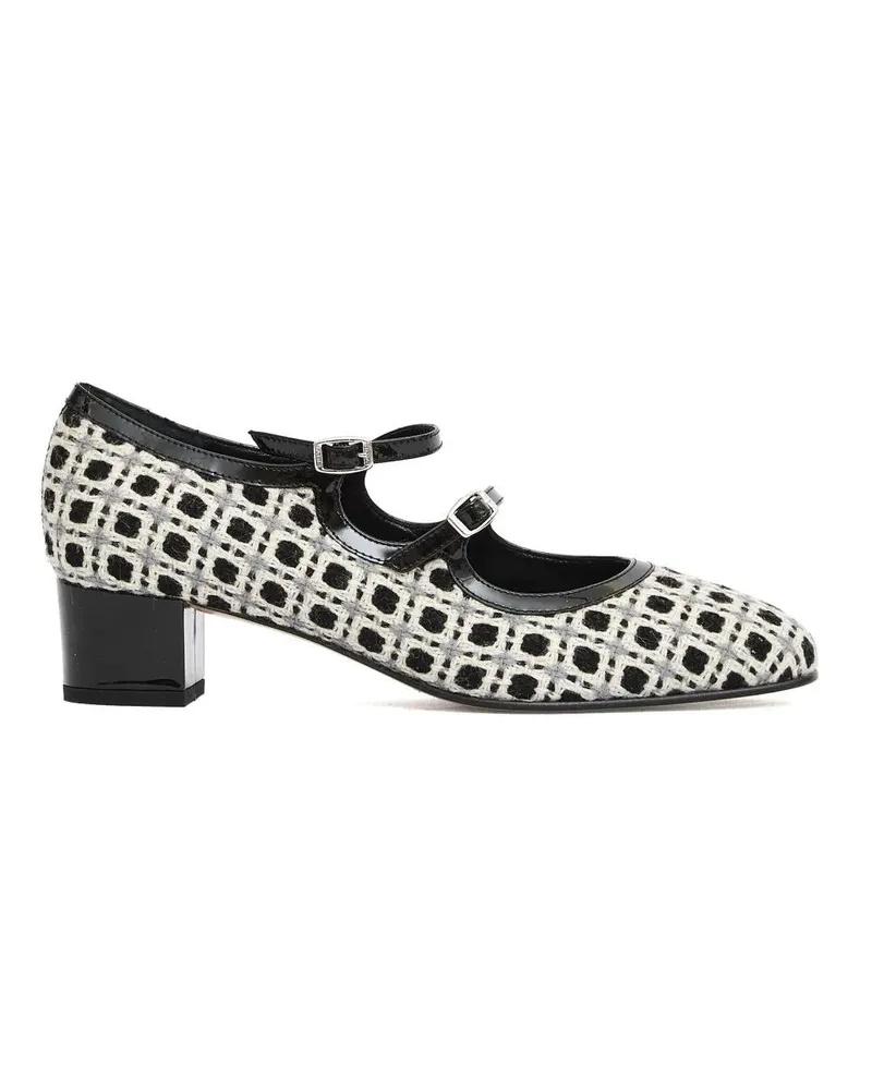 Carel Hohe Schuhe Checkered Wool Fabric Pumps With Adjustable Straps grau Grau