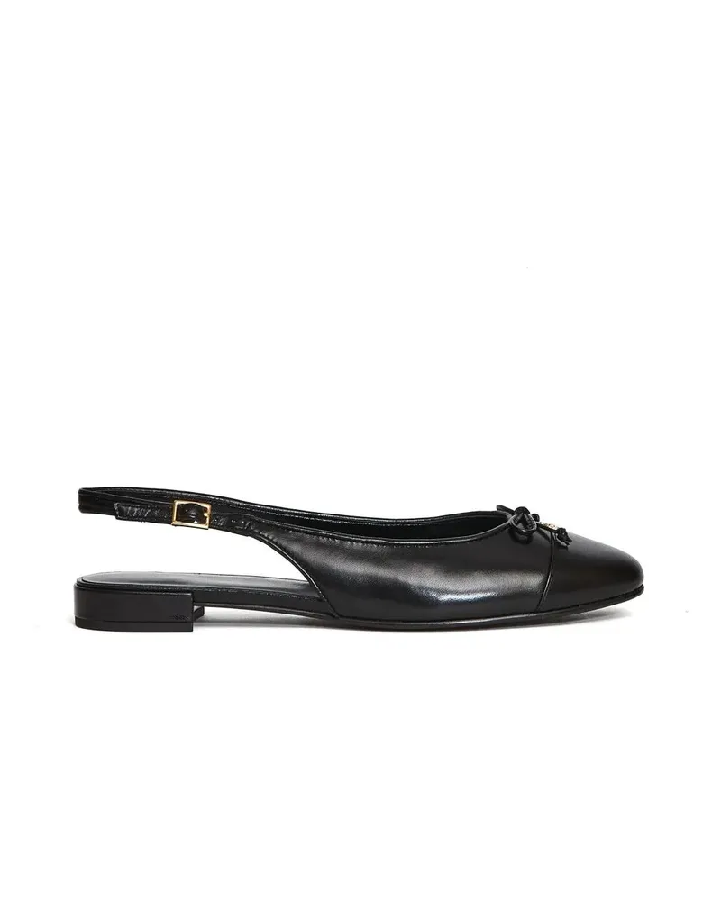 Tory Burch Leather Slingback Shoes With Contrast Pointed Toe schwarz Schwarz