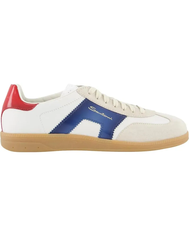 Santoni Low-Top Sneaker Heren DBS Olympic Sneaker Wit/Blauw weiß Weiß