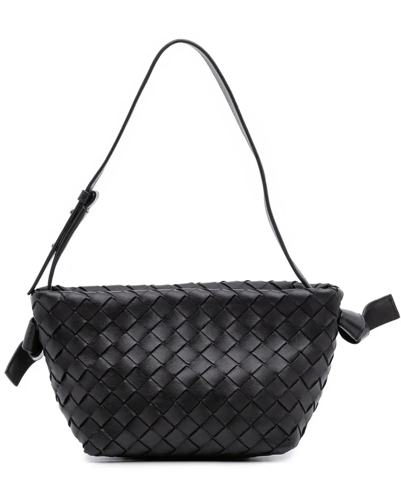 Bottega Veneta Hobo Bags Lambskin Intrecciato Tie Shoulder Bag schwarz Schwarz