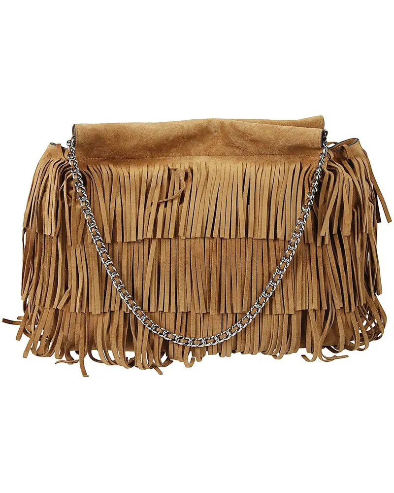 Tory Burch Crossbody Bags Hobo Fringe Fleming Bag Brown braun Braun