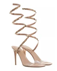 Valentino Garavani Pumps & High Heels Rockstud Leather Sandals, 100 mm Beige