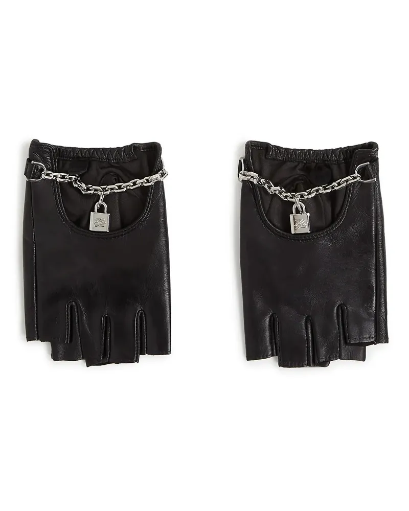 Karl Lagerfeld Handschuhe K/AUTOGRAPH FINGERLOSE HANDSCHUHE MIT VORHÄNGESCHL schwarz Schwarz
