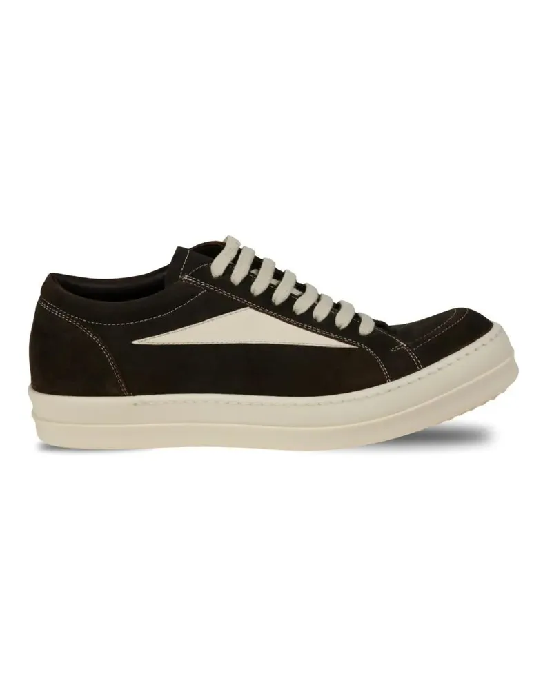Rick Owens Low-Top Sneaker Low-Top Suede Sneakers With Contrasting Leather In schwarz Schwarz