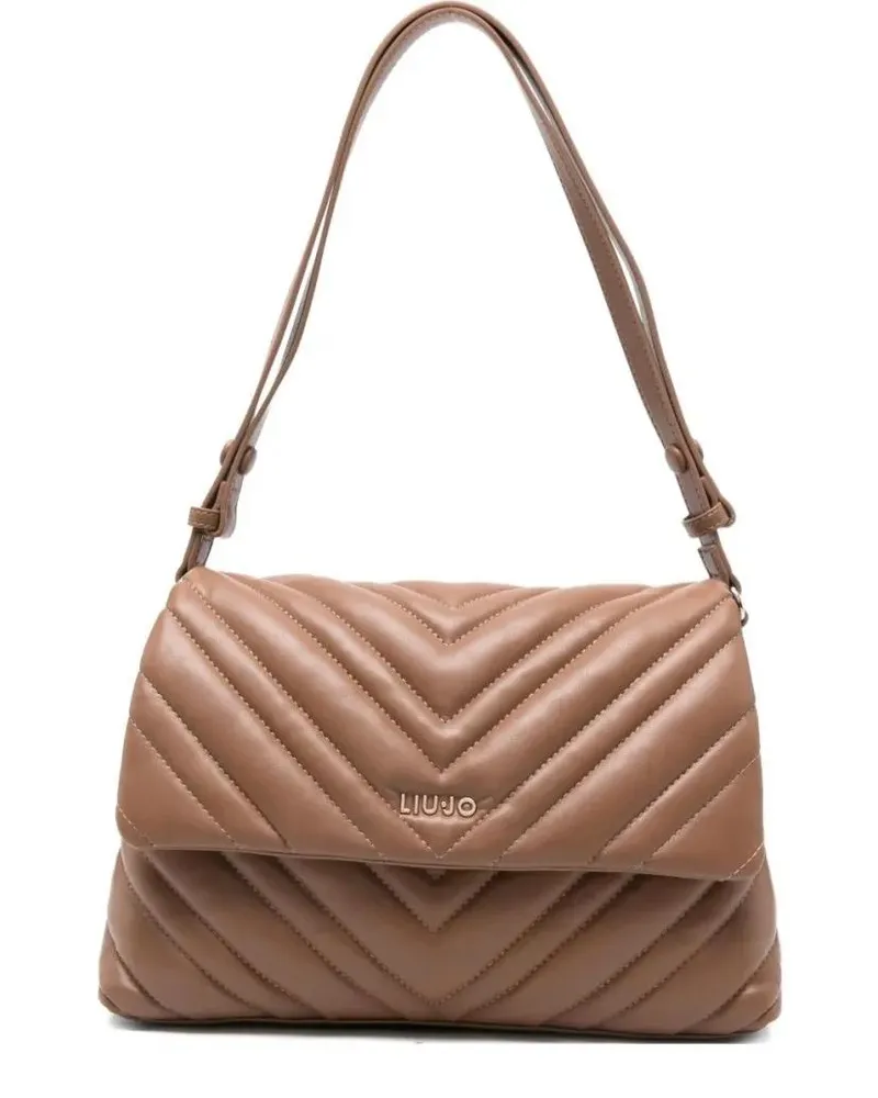 Liu Jo Hobo Bags Medium Grigio Handbag With Quilted Chevron Design braun Braun