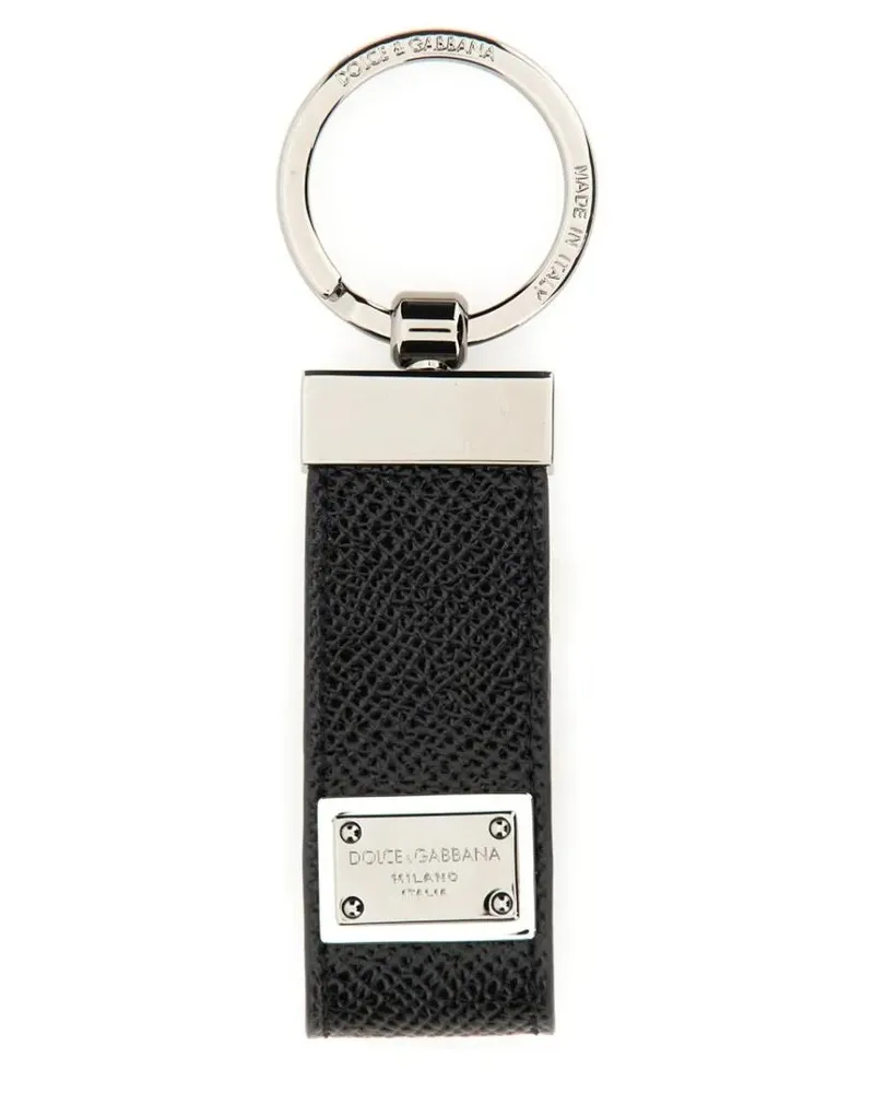 Dolce & Gabbana Schlüssel- & Taschenanhänger Keychain With Logoed Label black Schwarz