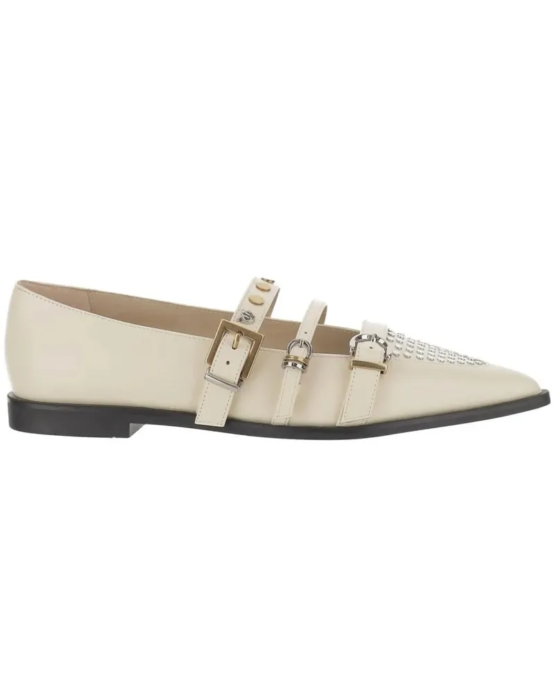 Pinko Pointed Toe Leather Shoes beige Beige