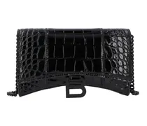 Hobo Bags Hourglass Wallet On Chain Crocodile Embossed schwarz