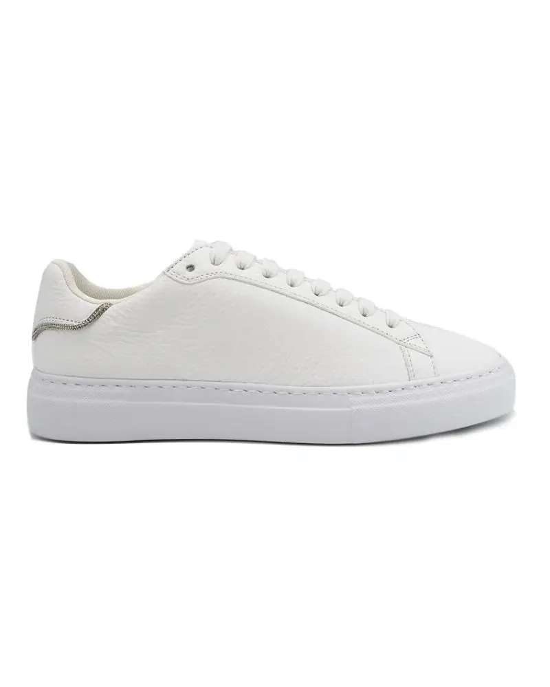 Fabiana Filippi Low-Top Sneaker Green And Beige Hand-Painted Sneakers weiß Weiß