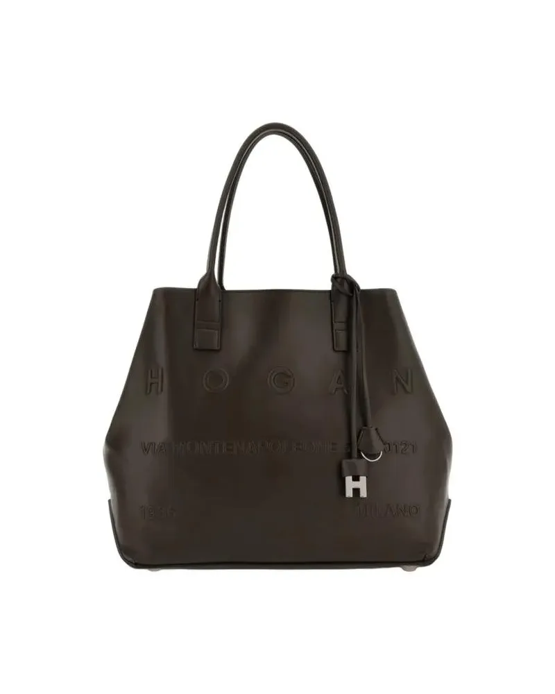 Hogan Shopper & Totes Spacious Brown Leather Shoulder Bag schwarz Schwarz