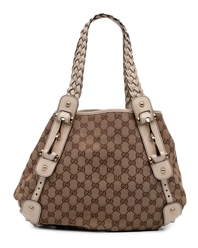 Gucci Hobo Bags Small GG Canvas Horsebit Pelham Shoulder Bag braun Braun