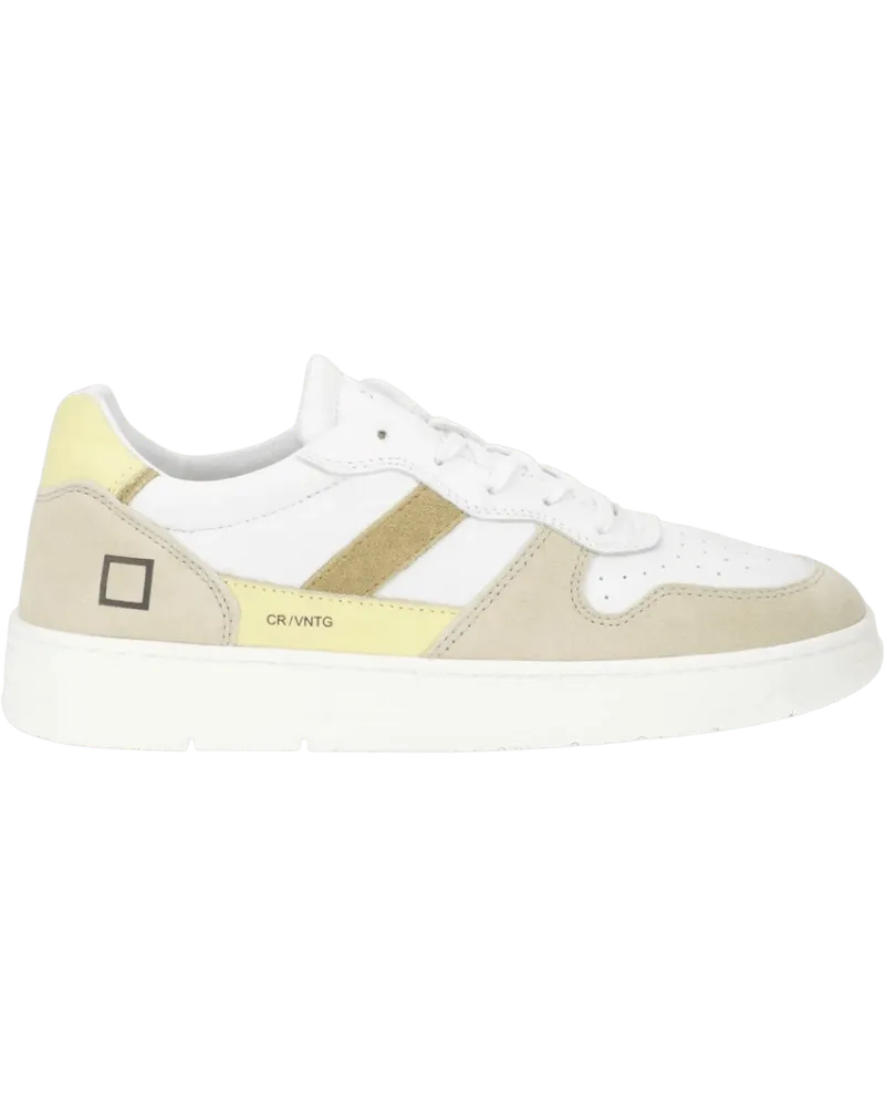 D.A.T.E. Low-Top Sneaker Sneaker court 2.0 vintage calf bianco-giallo beige Beige