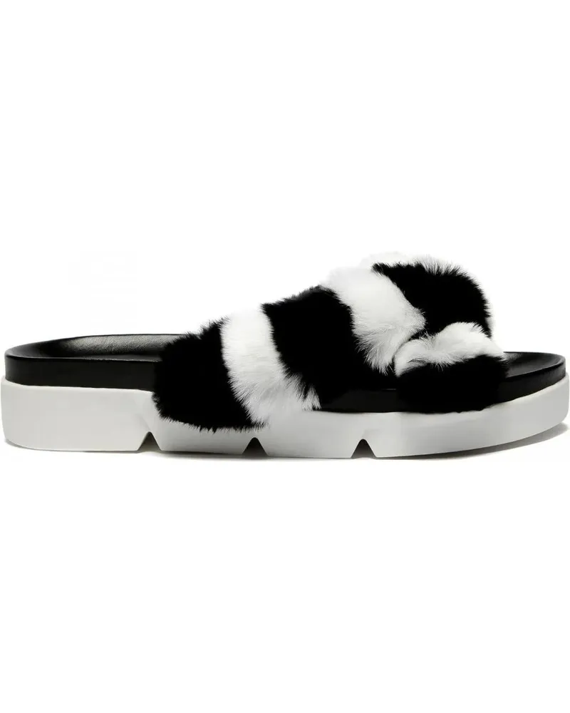 Stuart Weitzman Sandalen Fur Slippers schwarz Schwarz