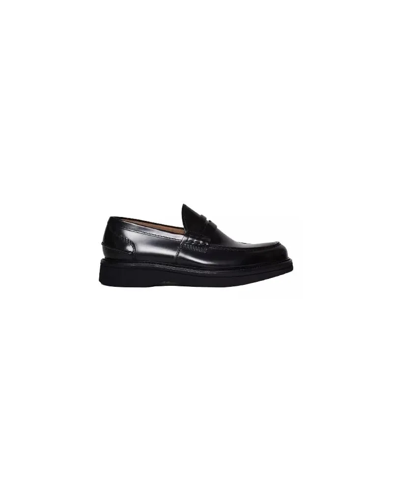 Green George Loafer Black Leather Moccasin schwarz Schwarz