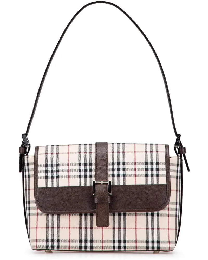 Burberry Hobo Bags House Check Canvas Flap Shoulder Bag braun Braun