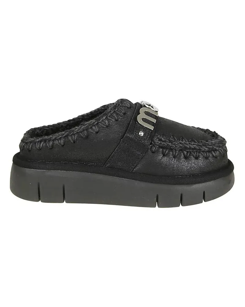 Mou Stiefel Moccasin-Inspired Black Slip-On Ankle Boots With W schwarz Schwarz