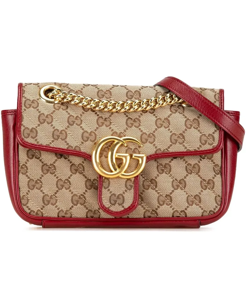 Gucci Hobo Bags 2000-2015 Mini GG Marmont Matelasse Canvas Flap Cr braun Braun