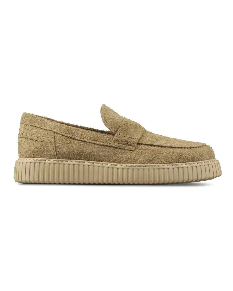 Hogan Loafer Minimalist Slip-On Flat Shoes With Textured Upper braun Braun