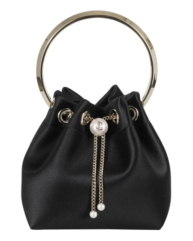 Jimmy Choo Beuteltaschen Satin Pearl Clousure schwarz Schwarz