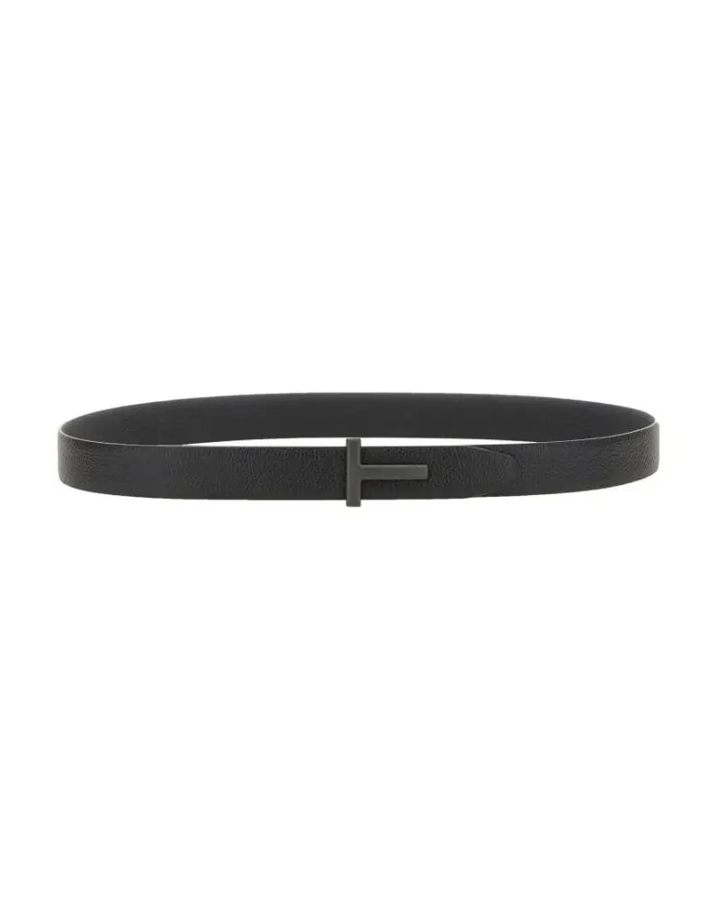 Tom Ford Gürtel Black Calf Leather Belt schwarz Schwarz