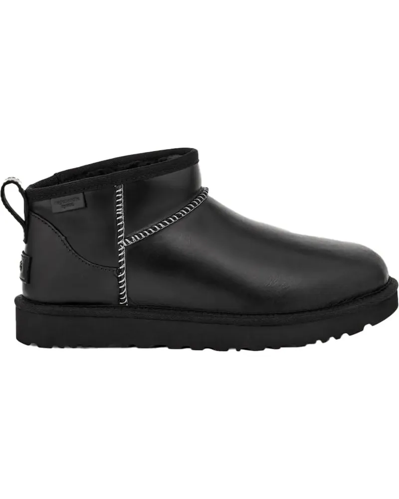 UGG Stiefel Classic Ultra Mini Leather Ankle Boots With plu schwarz Schwarz