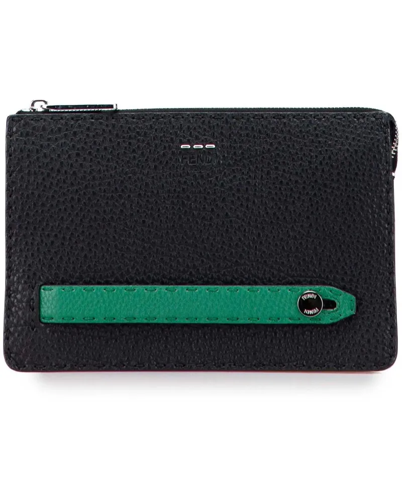 Fendi Clutches Leather Selleria Clutch schwarz Schwarz