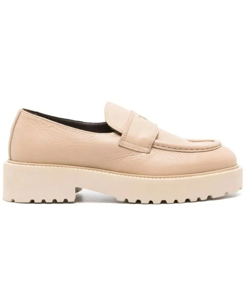 Doucal´s Beige Loafers With Rounded Toe And Strap beige Beige